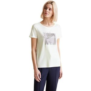 Street One Dames Interlock Partprint Shirt, off-white, 42
