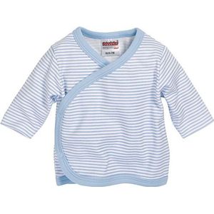 Schnizler Uniseks baby-vleugelhemd met lange mouwen, gestreept ondergoed voor kleine kinderen, blauw (wit/blauw 117), 50 cm