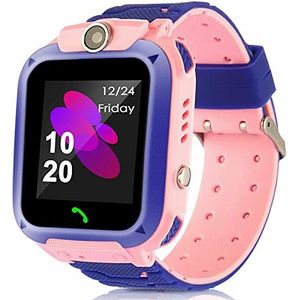 MINGPINHUIUS Smartwatch voor kinderen, intelligente GPS-horloges, waterdicht, telefoon met camera met lbs SOS chat vocal voor jongens en meisjes,eén maat (roze)