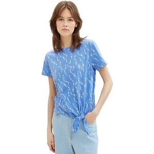TOM TAILOR Denim T-shirt voor dames, 35713 - Mid Blue White Heart Print, XS