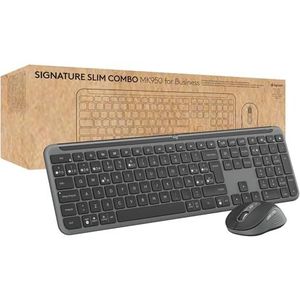 Logitech Signature Slim MK950 for Business, draadloze toetsenbord- en muisset, discrete invoer, veilige ontvanger, Bluetooth, wereldwijde certificering, Windows/Mac/Chrome/Linux - grafiet, lay-out
