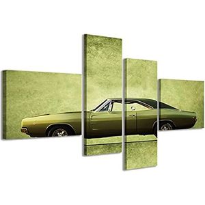 Stampe su Tela Afbeelding op canvas, vintage auto, moderne print op 4 panelen, kant-en-klaar ingelijst, canvas, klaar om op te hangen, 200 x 100 cm