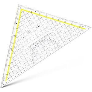 Aristo 1648/2 TZ-driehoek met handvat (Hypotenuse 32,5 cm, inktnoppen, facet op hypotenuse, plexiglas met diepte-reliëf, Made in Austria) transparant