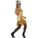 Simply The Best Legend Tina Costume, Gold, Tasselled Dress (S)