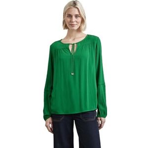 STREET ONE Dobby Tunic Blouse w Tape Detail, Vibrant Green, 34