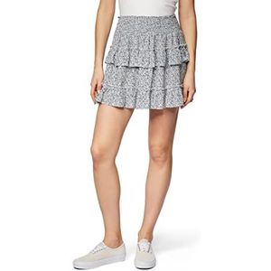 Mavi Ruffle rok voor dames, Wit Sand Dot Ditsy Print, S