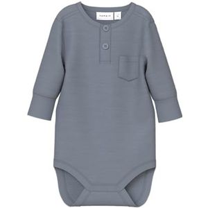 NAME IT Baby Jongens Nbmwyla Wool/Vis Ls Body met lange mouwen, grijs, 80 cm