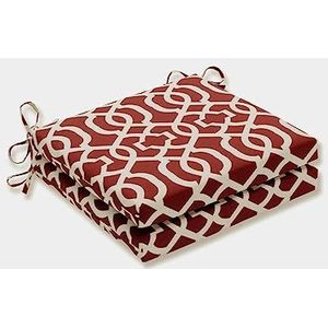 Pillow Perfect Geo zitkussen, vierkant, voor binnen en buiten, rood, 2 stuks