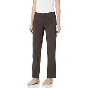 SLIM-SATION Women's Wide Band Pull-On Relaxed Leg Pant with Tummy Control, 8, Chocolate