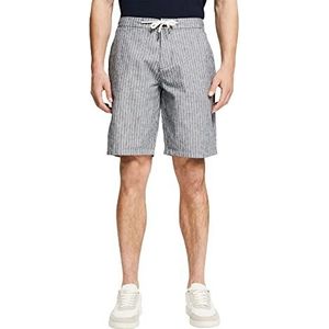 ESPRIT Met linnen: shorts met krijtstrepen, navy, 33W