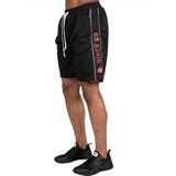 Gorilla Wear Functionele mesh-short – zwart/rood – bodybuilding en fitness short voor heren met logo opdruk van polyester, crossfit, licht comfortabel