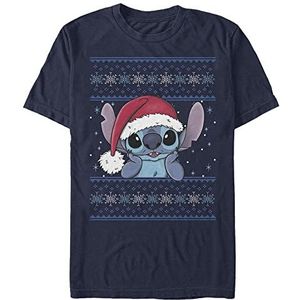 Disney Lilo & Stitch - Holiday Stitch Wearing Santa Hat Unisex Crew neck T-Shirt Navy blue XL
