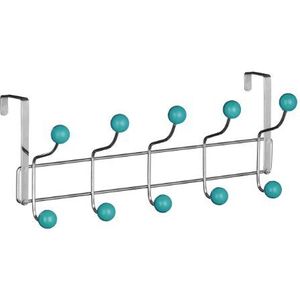 Premier Housewares Deurgarderobe, 10 haken turquoise, chroom, kunststof, 12x41x17