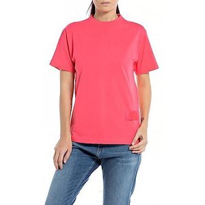 Replay Dames T-Shirt Korte Mouw Katoen Second Life Collection, Pink (Hibiscus 061), XL, 061 Hibiscus, XL