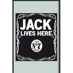 empireposter - Jack Daniels - Jack Lives Here 2 - grootte (cm), ca. 20x30 - Bedrukte spiegel, NIEUW - beschrijving: - Bedrukte wandspiegel met zwart kunststof frame in houtlook -