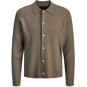 JACK & JONES Jprblaisac Gebreid poloshirt voor heren, gestroomd, XS, Brindle, XS