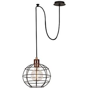 Homemania Hanglamp Wire-Fall, koper, zwart, metaal, 100 x 20 x 113 cm, 1 x E27, max. 100 W