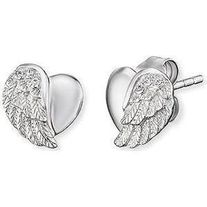 Engelsrufer ERE-LILHEARTWING-ST Oorstekers met hartvormige vleugels, 925 sterling zilver, met glinsterende zirkoniasteentjes, gerhodineerd zilver, nikkelvrij, geschikt voor mensen met allergieën,
