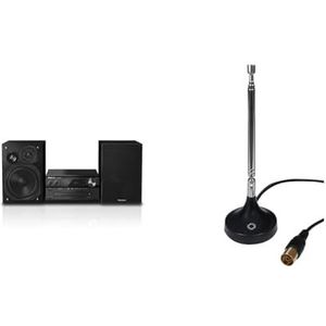 PANASONIC SC-PMX94EG-K & Oehlbach Radio Rod FM DAB+ staafantenne voor DAB+ FM FM stereoradio-ontvangst (75 ohm, telescopische antenne, magnetische basis, coax F-secker-adapter) zwart 17207