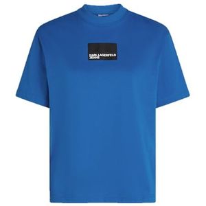 KLJ - Regular Short Sleeve Box Logo Tee - Blauw - 100% Biologisch Katoen
