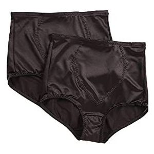 Bali womens Jacquard Mesh Tummy Panel Firm Control 2-pack Fajas Dfx710 shapewear briefs, Black/Black, X-Large US