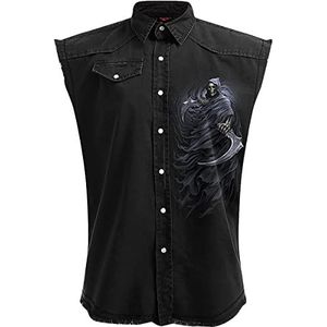 Spiral Double Death Vest zwart L 100% katoen Biker, Horror, Rock wear, Schedels
