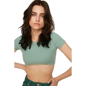 Trendyol Dames Mint Front of Ovale Crop Boys Gebreide Blouse, munt, M