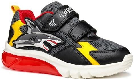 Geox - J Cyberdron - Lichtgevende Schoenen - Dk Grey/Yellow