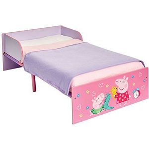 Peppa Pig Peppa Wutz-bed voor kleine kinderen van Worlds Apart, roze, hout, 143 x 77 x 42,5 cm