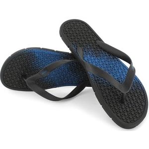 SEAC Samoa Teenslippers van rubber met voetmassage voor zee, zwembad, strand en boot, uniseks, volwassenen, Zwart Blauw, 44/45 EU