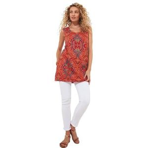 Joe Browns Dames levendige bedrukte omkeerbare gekreukte tuniek top, rood, 10, Meerkleurig, 36