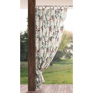 Eurofirany Tuingordijn met lusgordijn, 1 stuks, afneembare lussen, zonwering, inkijkbescherming, winddicht, waterdicht, voor paviljoen, terras, pergola, 155x220 cm, grijze opdruk
