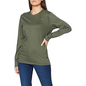 Trigema Dames 536501 shirt met lange mouwen, groen (khaki 155), M