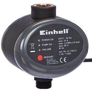 Einhell Waterpompaccessoires Elektronische stromingsschakelaar (10 A, terugslagventiel, eentegreerde bescherming tegen drooglopen, stopcontact, adapter voor aansluiting, netsnoer 1,45 m), Zwart