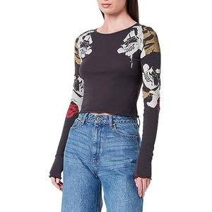 G-STAR RAW Dames Lookbook Cropped Baby Sis R T Long Sleeve Tops, grijs (Shadow D23792-4107-992), S