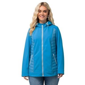 Ulla Popken Grs Hyprar softshelljas voor dames, met stiksel, waterafstotende jas, blauw, 50-52