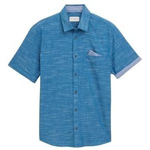 TOM TAILOR heren overhemd, 37905 - Petrol horizontale structuur, XXL