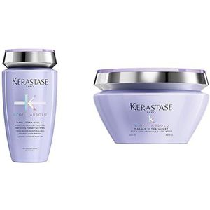 Kérastase, Intens herstellende routine voor blond haar, Set met Shampoo en Masker, Revitaliserend & Voedend, Hyaluronzuur & Edelweiss, Voor ontkleurd of gehighlight blond haar, Blond Absolu