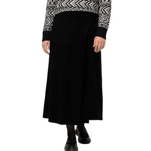 Ulla Popken, Punto di Roma Wrap Rok voor dames, grote maten, met Utility Pocket, zwart, 50-52