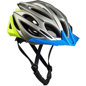 BLACK CREVICE Fietshelm voor volwassenen, fietshelm, fietshelm voor heren en dames, MTB-helm, fietshelm, ademende fietshelm, in grootte verstelbaar (zilver/geel/blauw, M/L (58-61 cm)