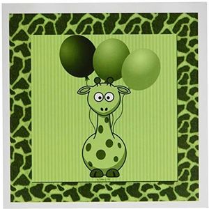 3drose groene giraf met girafprint en groene luchtballonnen – wenskaarten, 6 foto, set 12 (GC 21789 2)