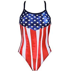 Arena Women's Standard Print Challenge Back One Piece Swimsuit, Stars & Stripes, 26