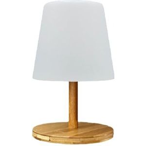 Tafellamp, draadloos, voet van natuurlijk bamboe, led, warm wit/wit, dimbaar, standaard, mini wood, hoogte 25 cm