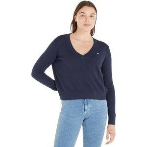 Tommy Hilfiger Dames Tjw Essential V-hals Sweater Sweatshirt, Twilight Navy, M