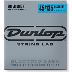 Dunlop DBSBS45125 Super Bright Bass snaren, roestvrij staal, Light, .045-.125, 5 snaren / Set 5 bladzijden Medium
