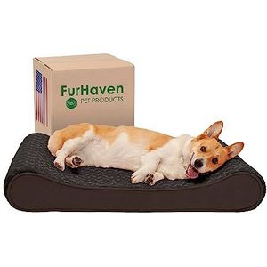 Furhaven Groot Memory Foam Hondenbed Ultra Pluche Faux Fur & Suede Luxe Lounger w/Verwijderbare Wasbare Cover - Chocolade, Groot