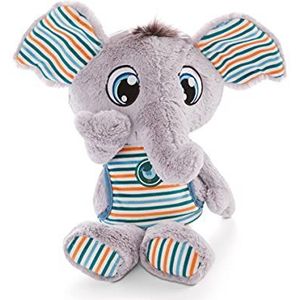 NICI Slaapkoppen Polino 38cm – Olifant knuffel met gestreepte pyjama – Zoo knuffeldieren – Pluizige knuffeldier slaaphulp voor meisjes, jongens & baby's – Pluche olifanten, Grijs/multi-kleurig