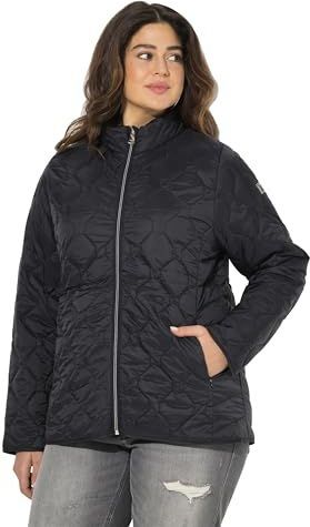 Ulla Popken Hyprar voor dames, licht gewatteerd, waterafstotend, gerecyclede jas, zwart, 42-44