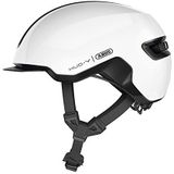 ABUS Urban-helm HUD-Y - magnetisch, oplaadbaar LED-achterlicht & magneetsluiting - coole fietshelm voor dagelijks gebruik - voor mannen en vrouwen - wit, maat M