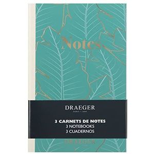 DRAEGER Paris | Pack of 3 A6 Notebooks Green, Ivory, Pink | Soft Cover with Gold Details | 10 x 15 cm | 72 Lined Pages | FSC® Certified Paper | to do List | Ideal for Office, Home, School